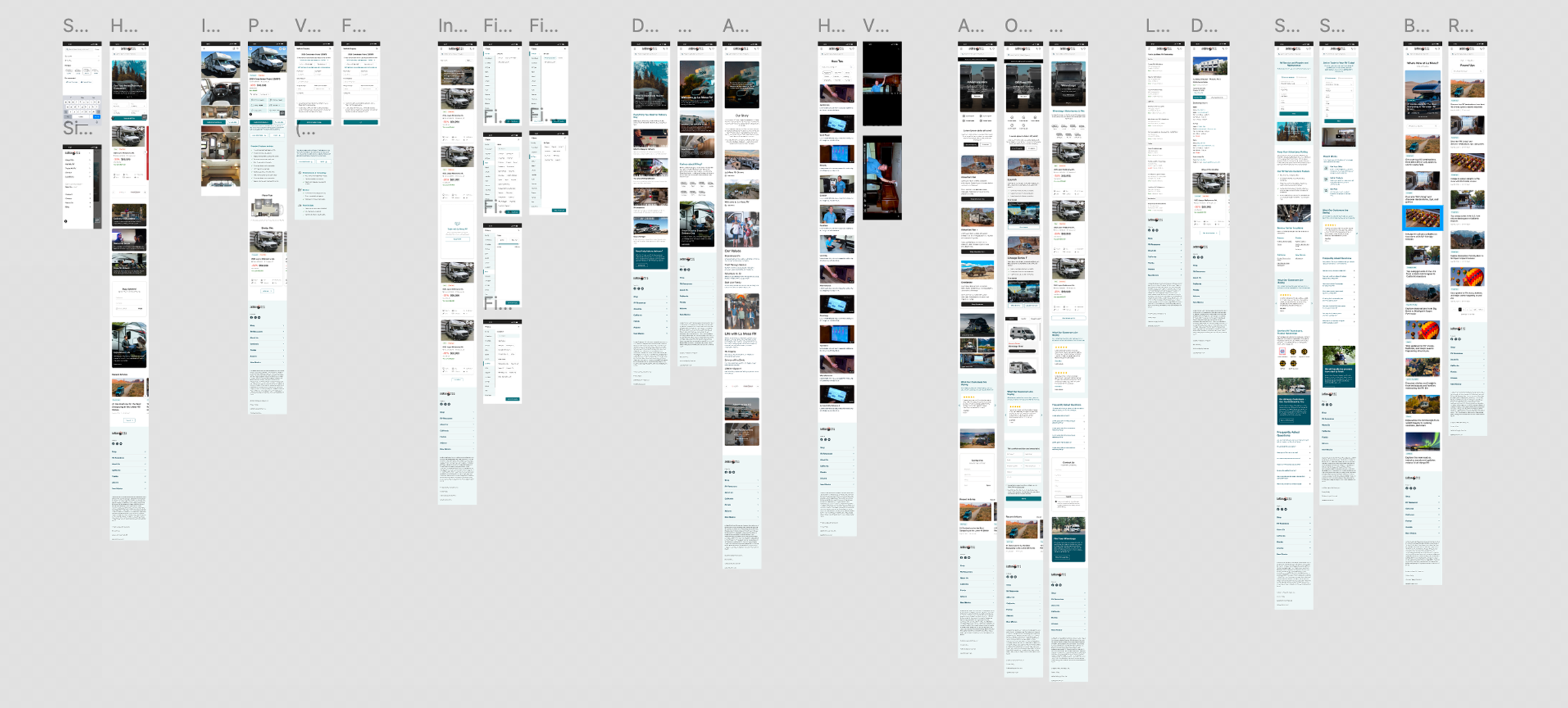 La Mesa RV website mobile layouts and components.