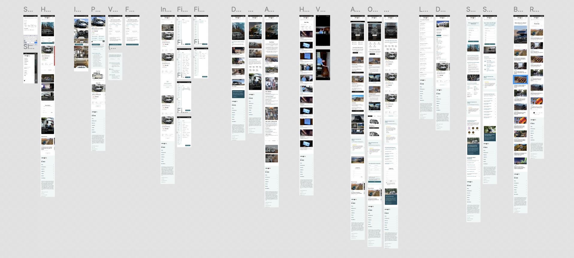 La Mesa RV website mobile layouts and components.