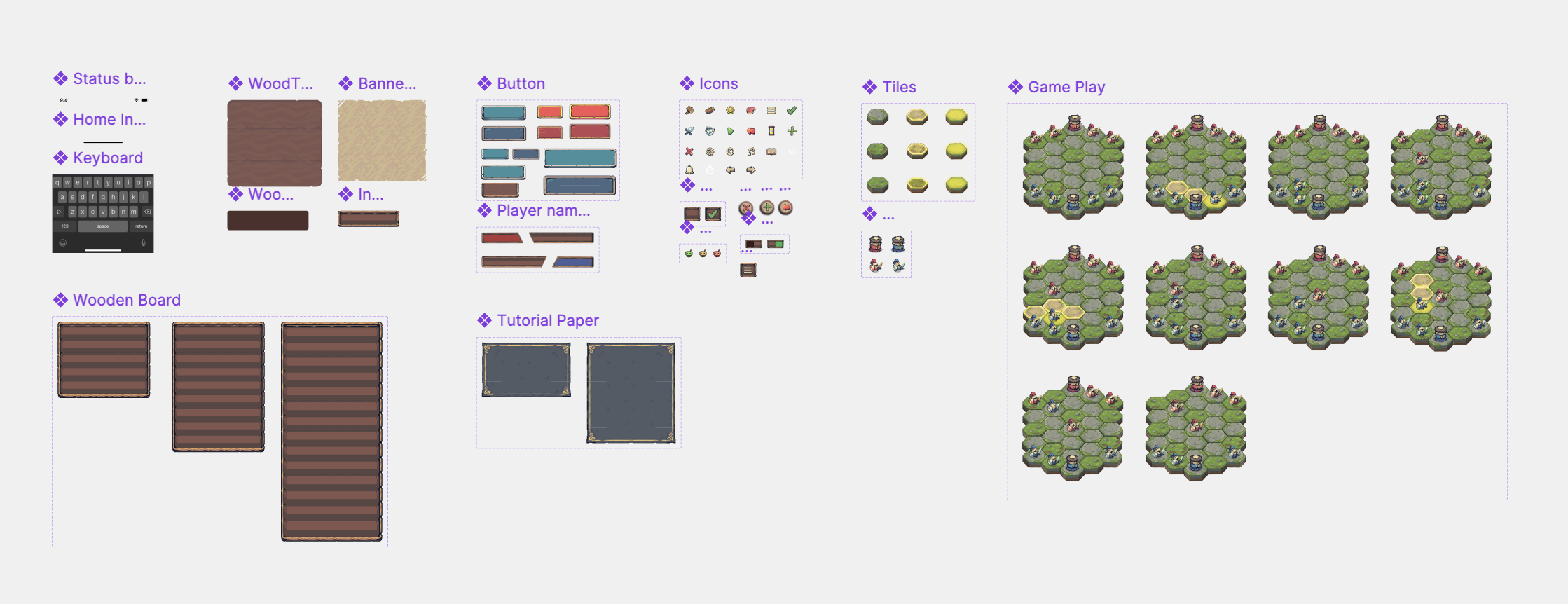 Figma components adapted from Tiny Swords assets.